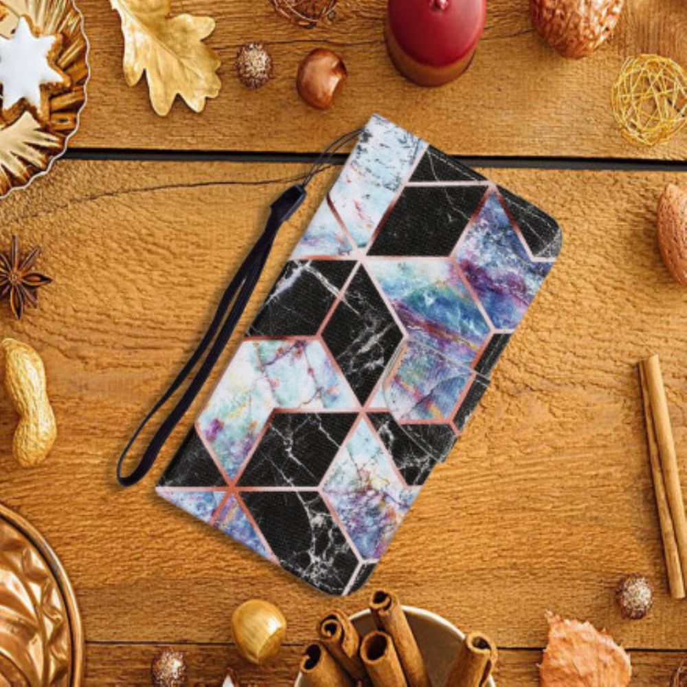 Flip Case Für Samsung Galaxy A22 4G Geometrischer Marmor