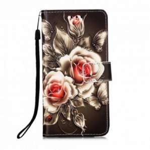 Flip Case Für Samsung Galaxy A22 4G Goldene Rosen