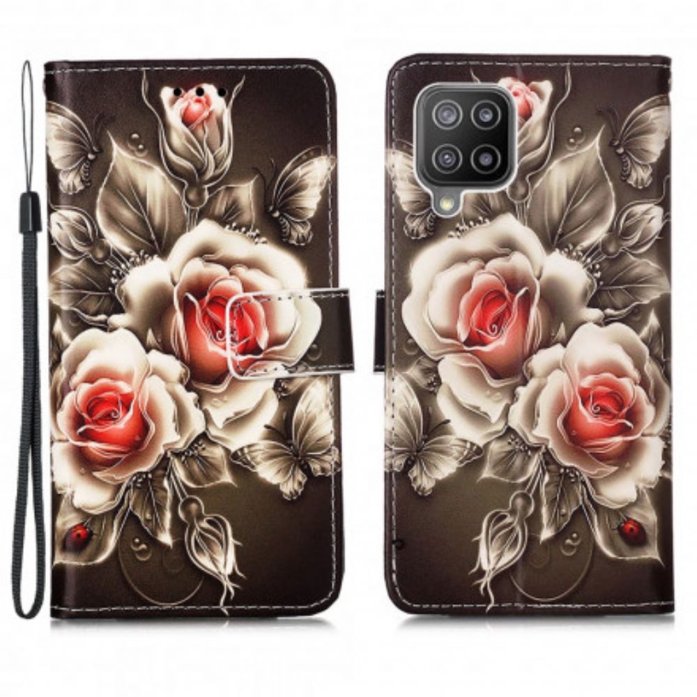 Flip Case Für Samsung Galaxy A22 4G Goldene Rosen