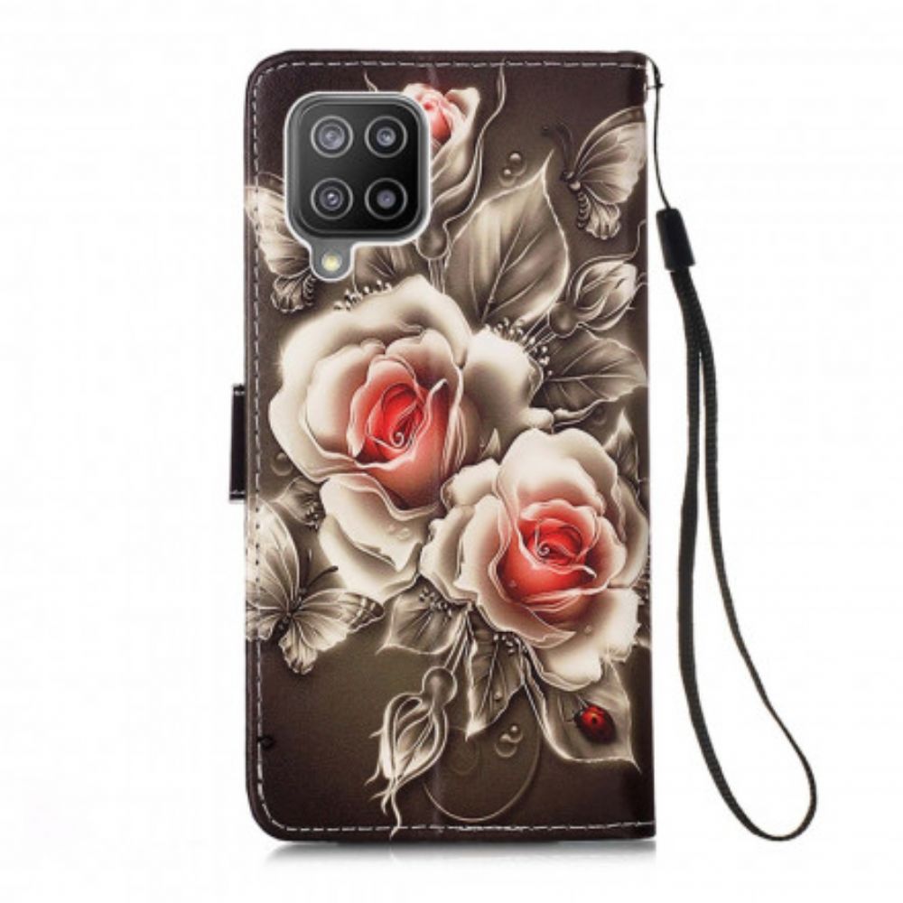 Flip Case Für Samsung Galaxy A22 4G Goldene Rosen