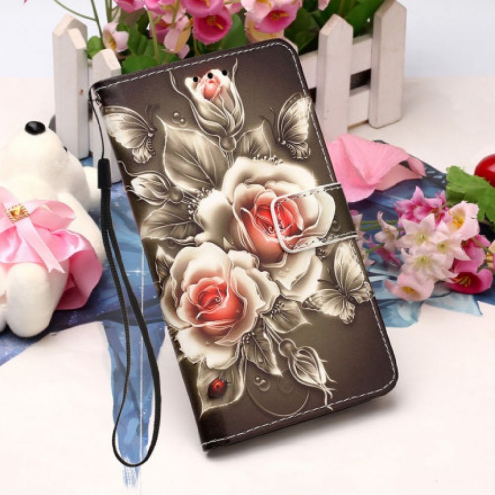 Flip Case Für Samsung Galaxy A22 4G Goldene Rosen