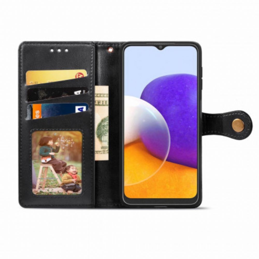 Flip Case Für Samsung Galaxy A22 4G Kunstleder Und Vintage-verschluss