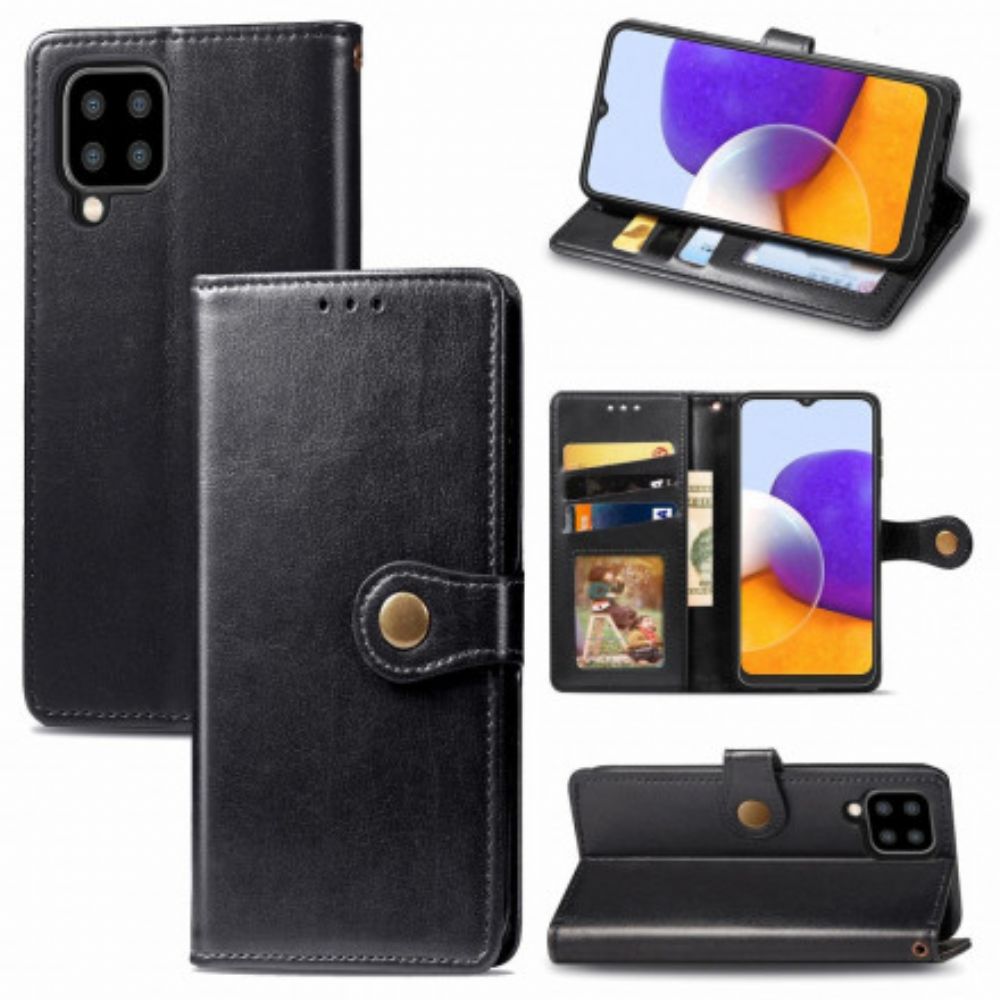 Flip Case Für Samsung Galaxy A22 4G Kunstleder Und Vintage-verschluss