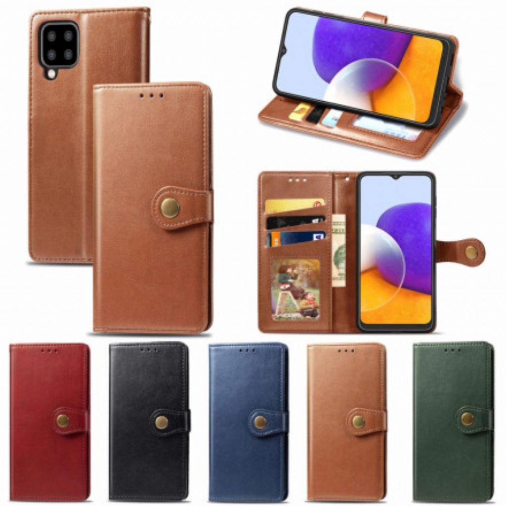 Flip Case Für Samsung Galaxy A22 4G Kunstleder Und Vintage-verschluss