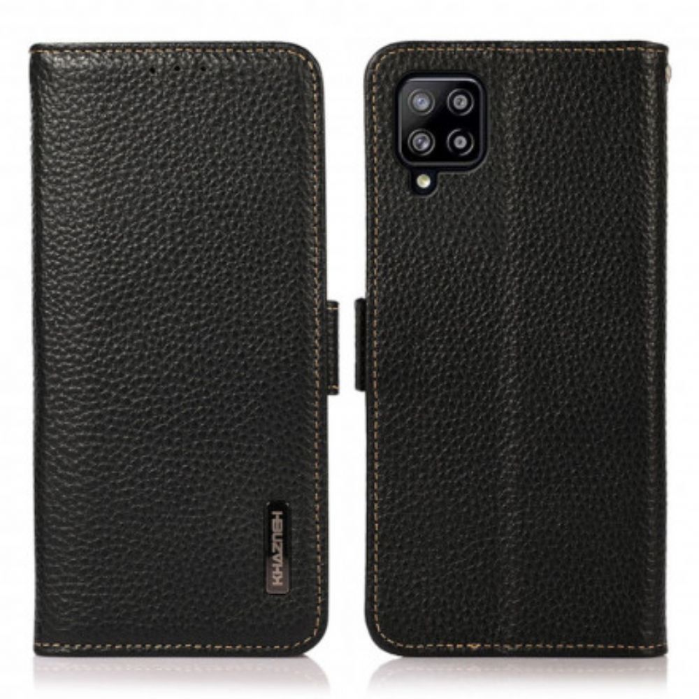 Flip Case Für Samsung Galaxy A22 4G Litschi-leder Khazneh Rfid