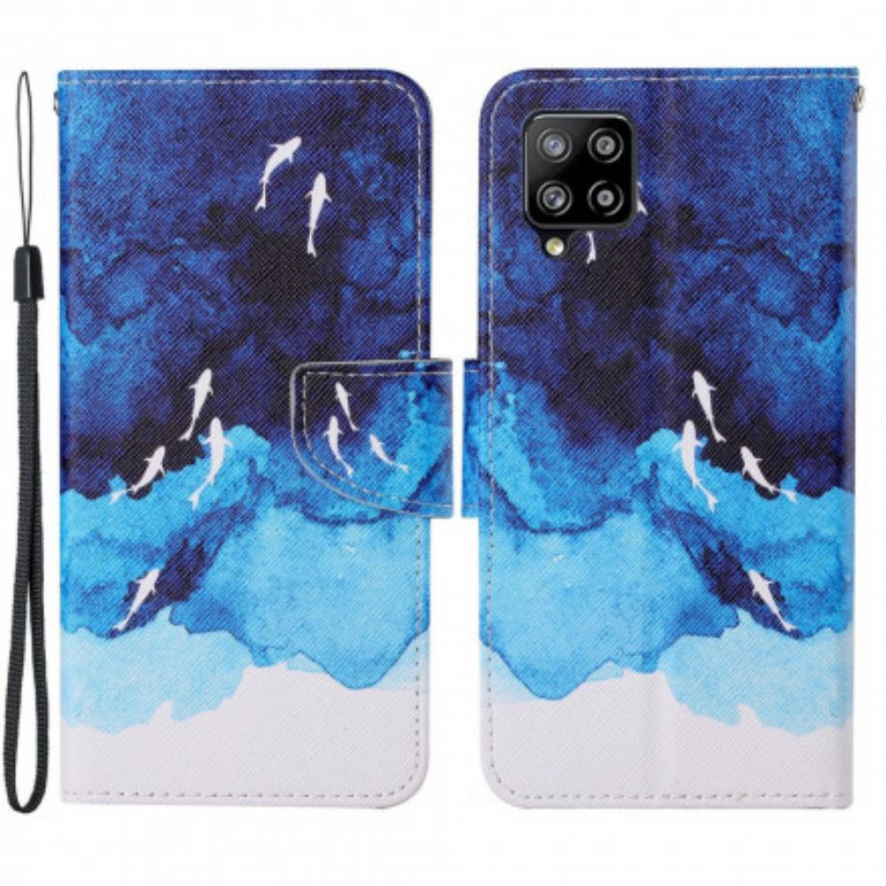 Flip Case Für Samsung Galaxy A22 4G Meer Mit Riemen