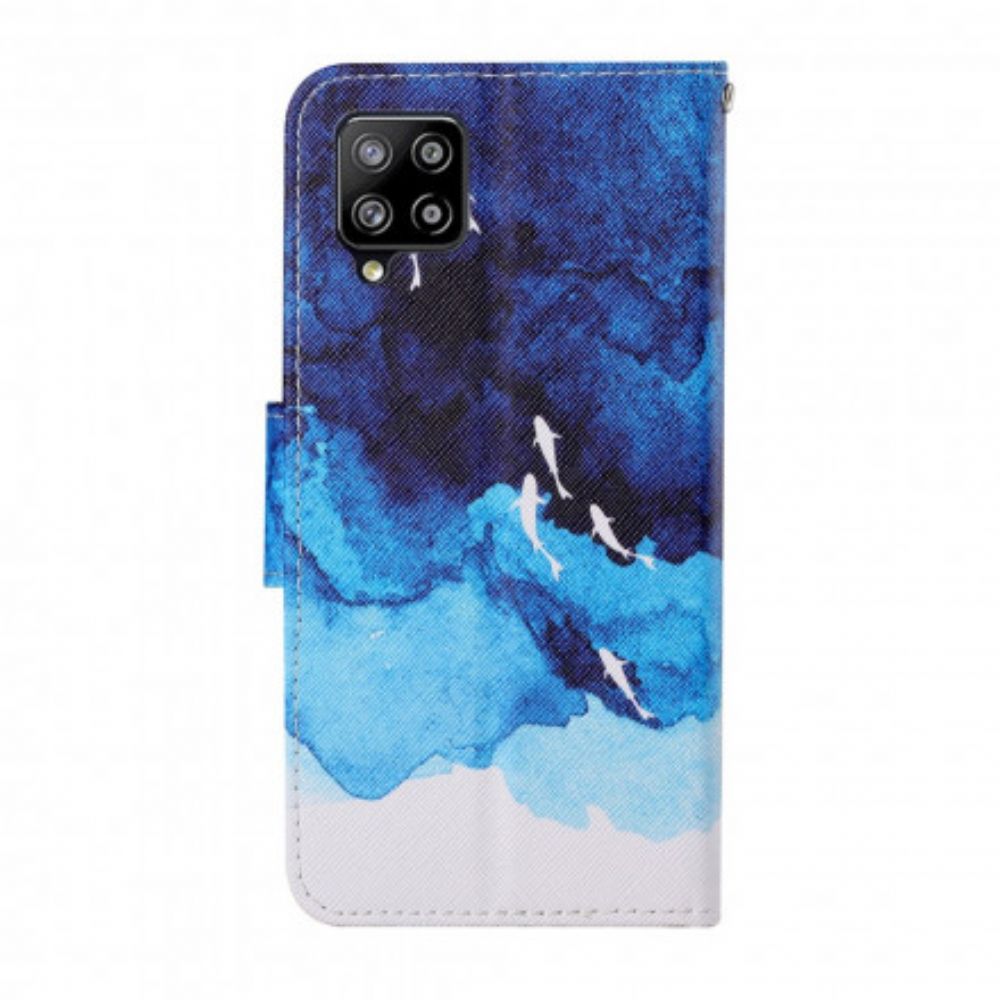 Flip Case Für Samsung Galaxy A22 4G Meer Mit Riemen