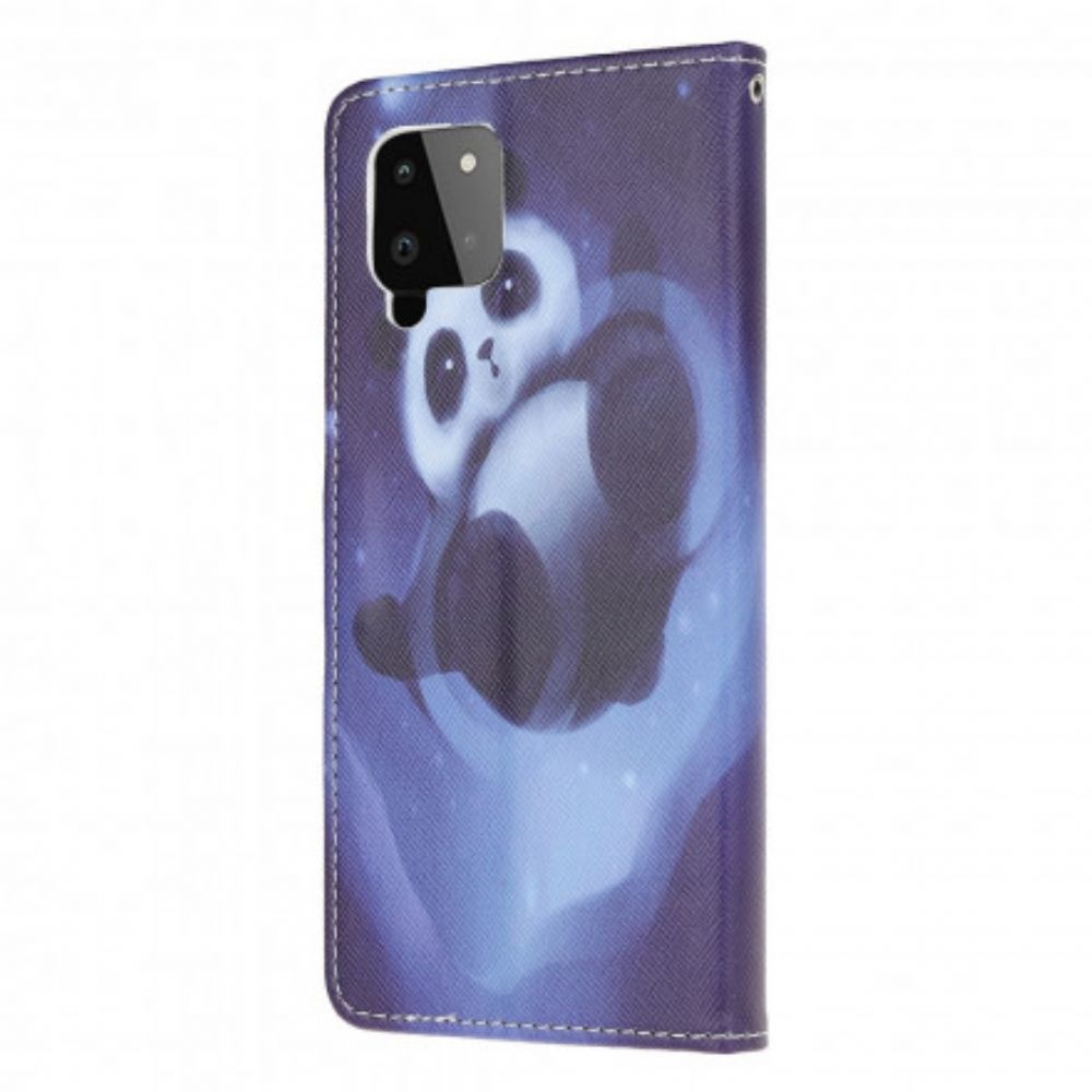 Flip Case Für Samsung Galaxy A22 4G Mit Kordel Tanga Space Panda