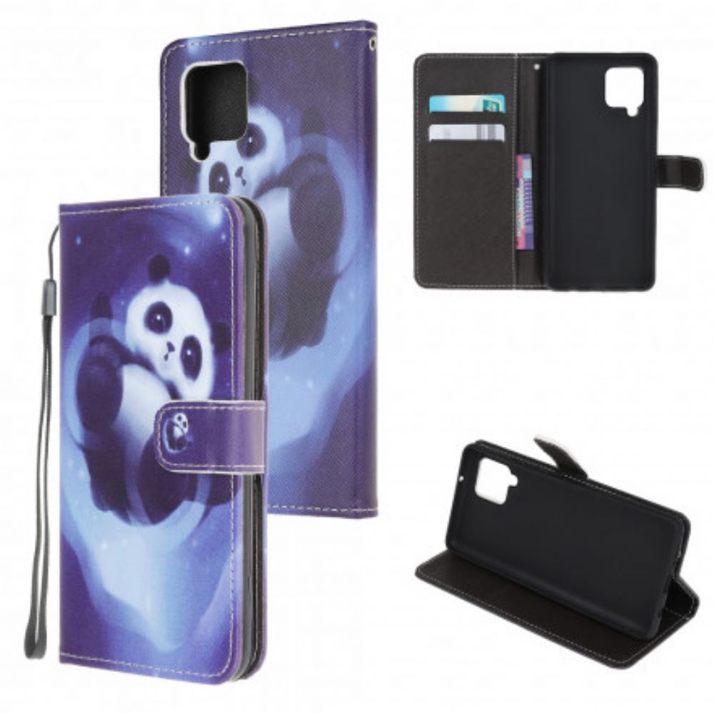 Flip Case Für Samsung Galaxy A22 4G Mit Kordel Tanga Space Panda