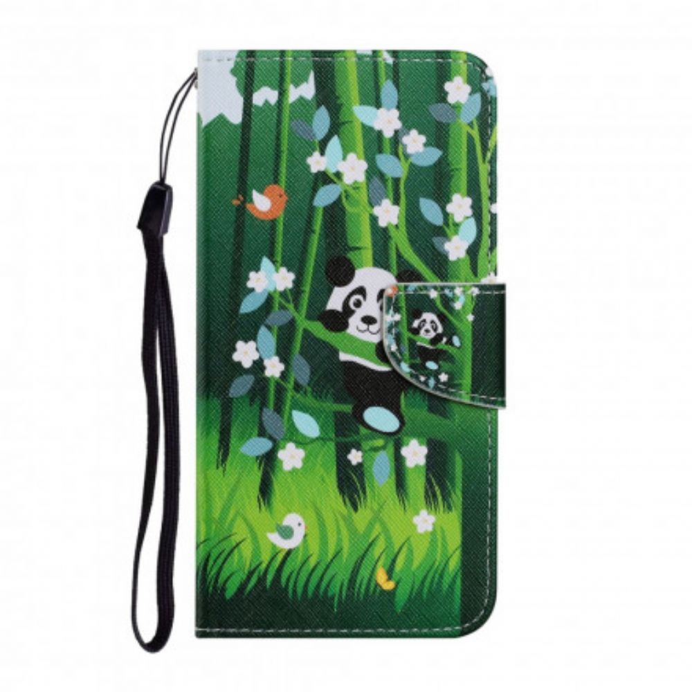 Flip Case Für Samsung Galaxy A22 4G Panda-spaziergang