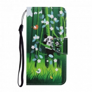 Flip Case Für Samsung Galaxy A22 4G Panda-spaziergang