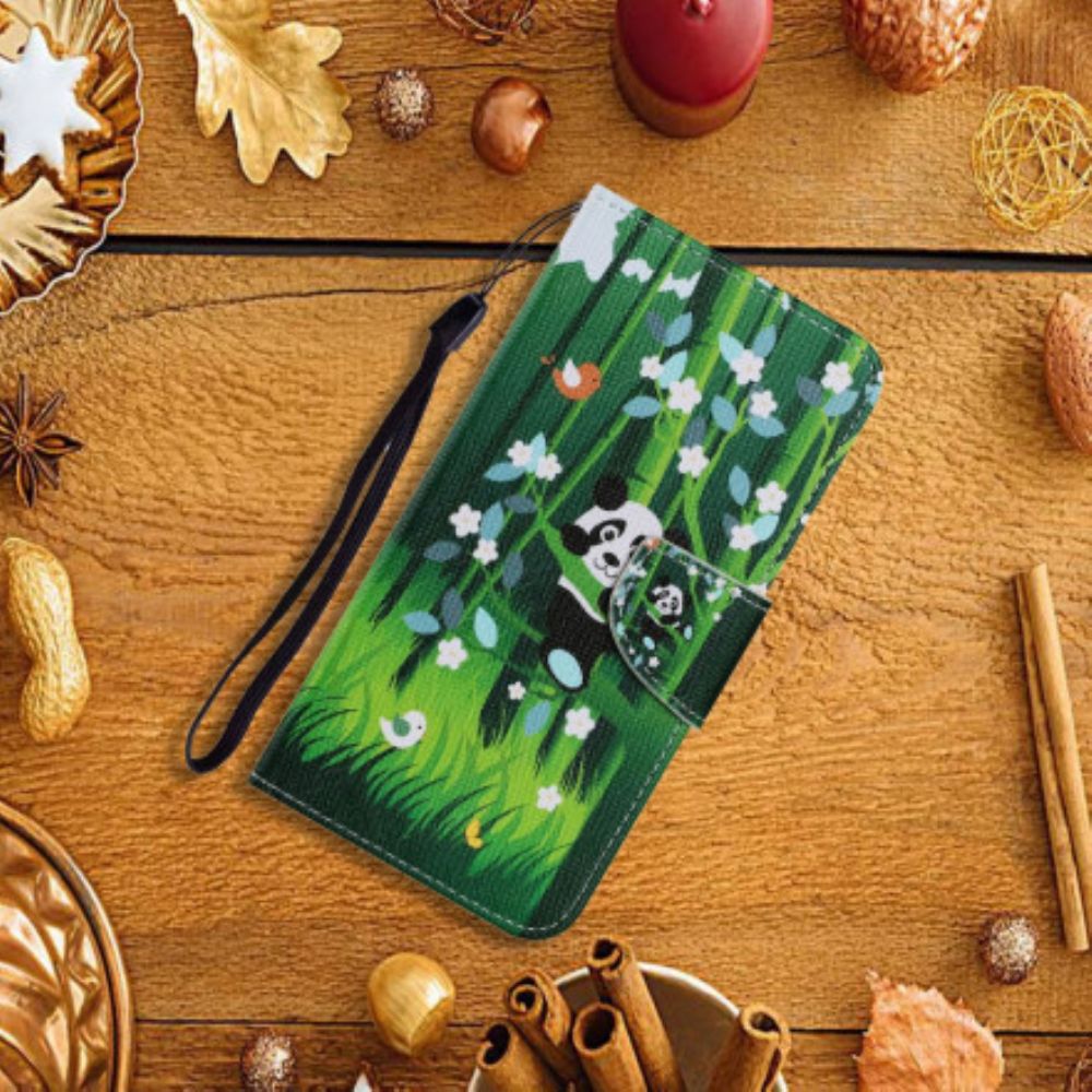 Flip Case Für Samsung Galaxy A22 4G Panda-spaziergang