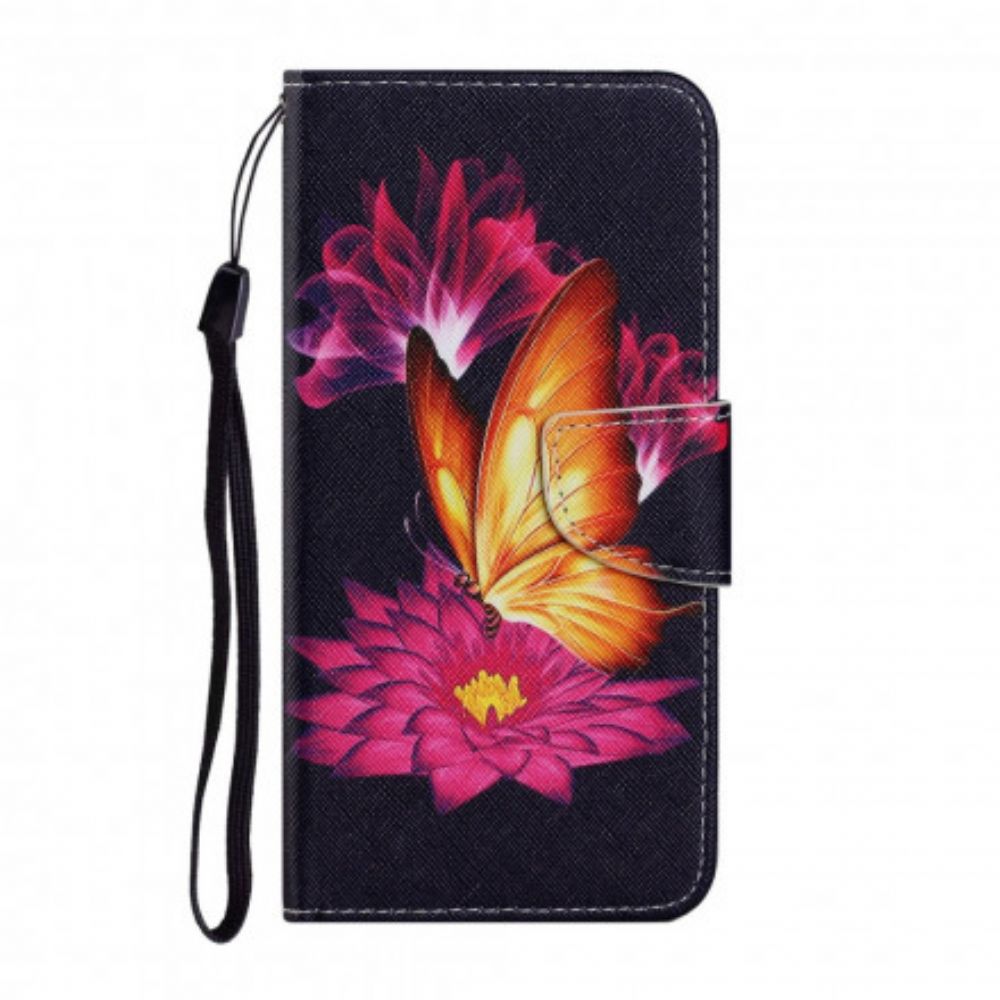 Flip Case Für Samsung Galaxy A22 4G Schmetterling Und Lotus