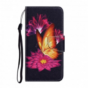 Flip Case Für Samsung Galaxy A22 4G Schmetterling Und Lotus