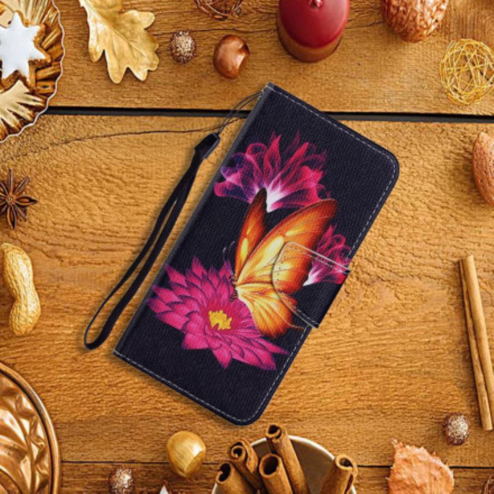 Flip Case Für Samsung Galaxy A22 4G Schmetterling Und Lotus