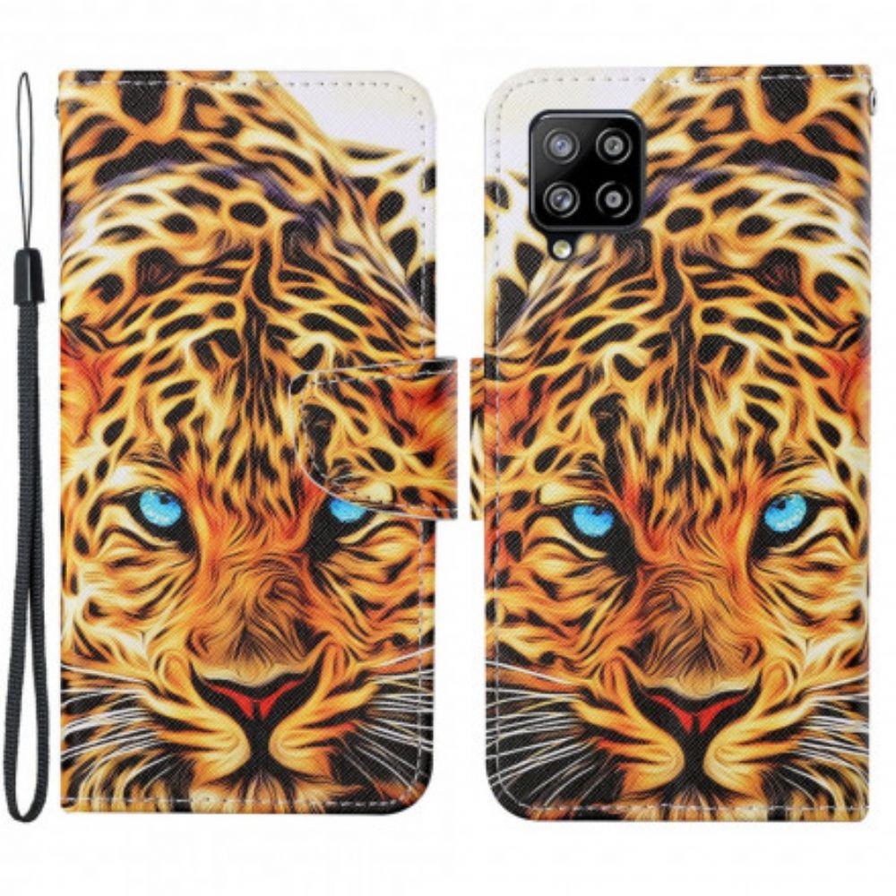 Flip Case Für Samsung Galaxy A22 4G Tiger Mit Lanyard