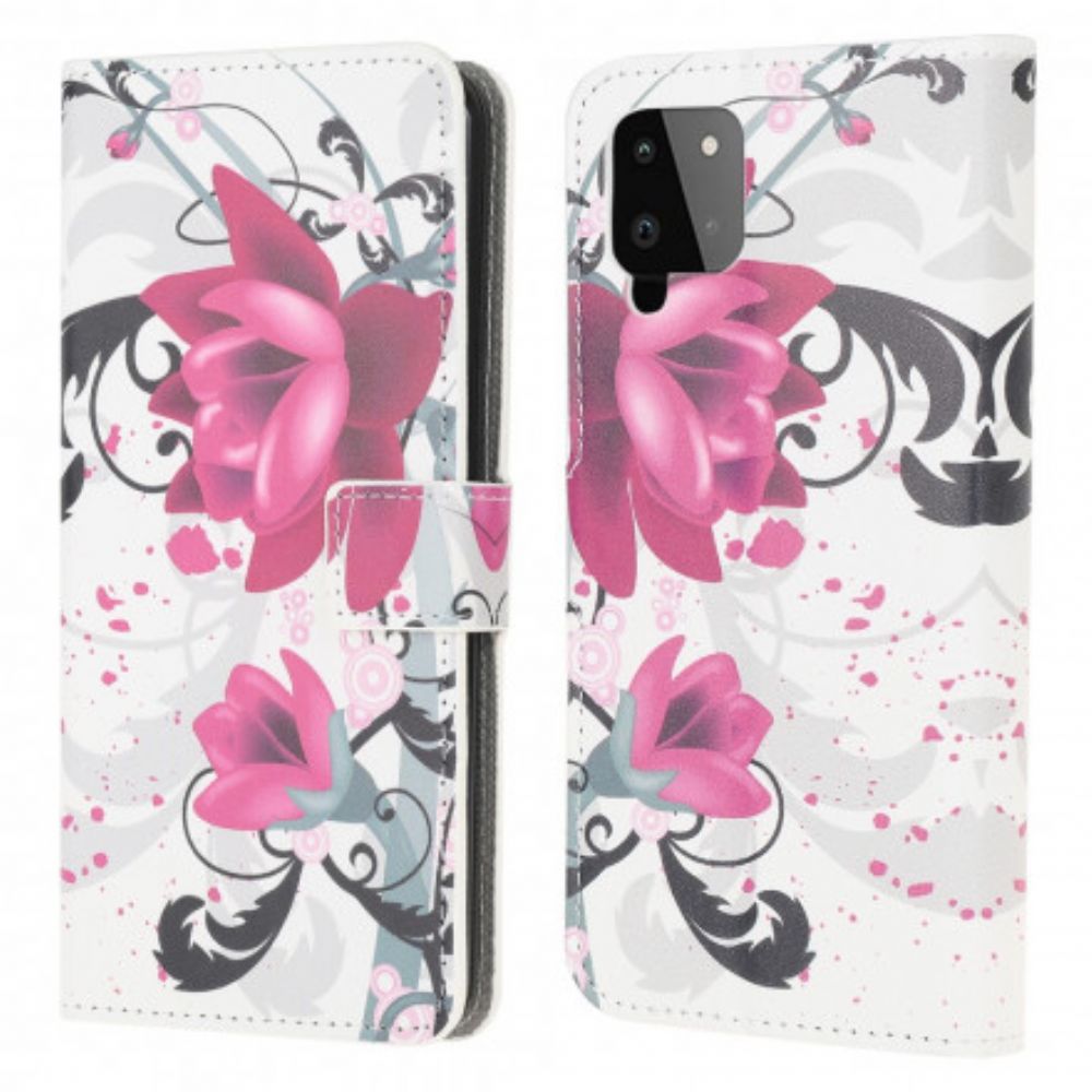 Flip Case Für Samsung Galaxy A22 4G Tropische Blumen