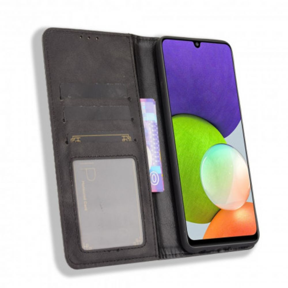 Schutzhülle Für Samsung Galaxy A22 4G Flip Case Stilisierter Vintage-ledereffekt