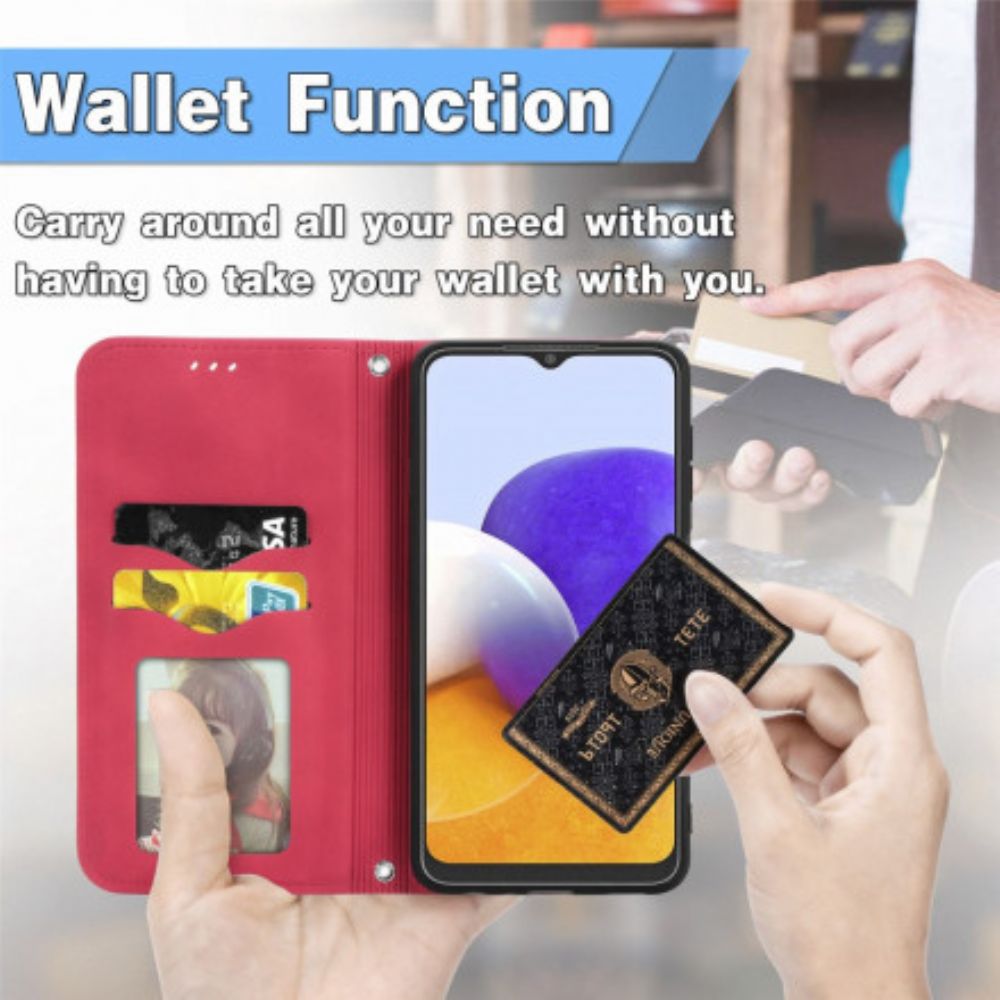 Schutzhülle Für Samsung Galaxy A22 4G Flip Case Vintage Kunstleder