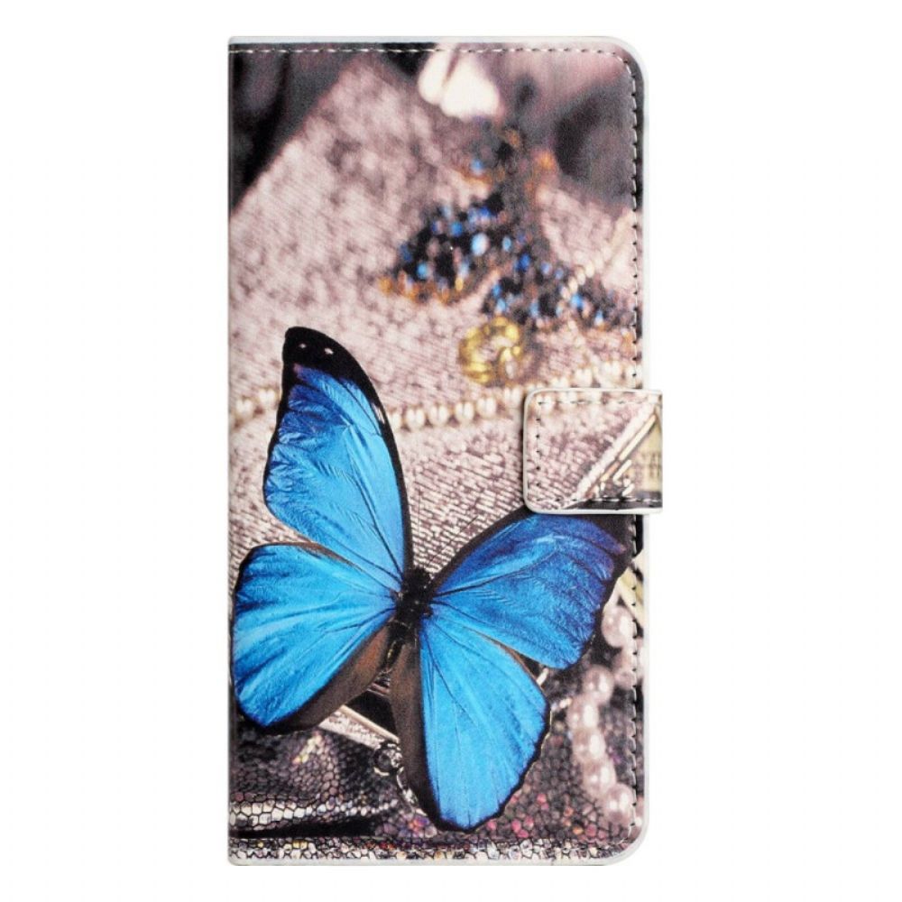 Flip Case Für OnePlus 10T 5G Blauer Schmetterling