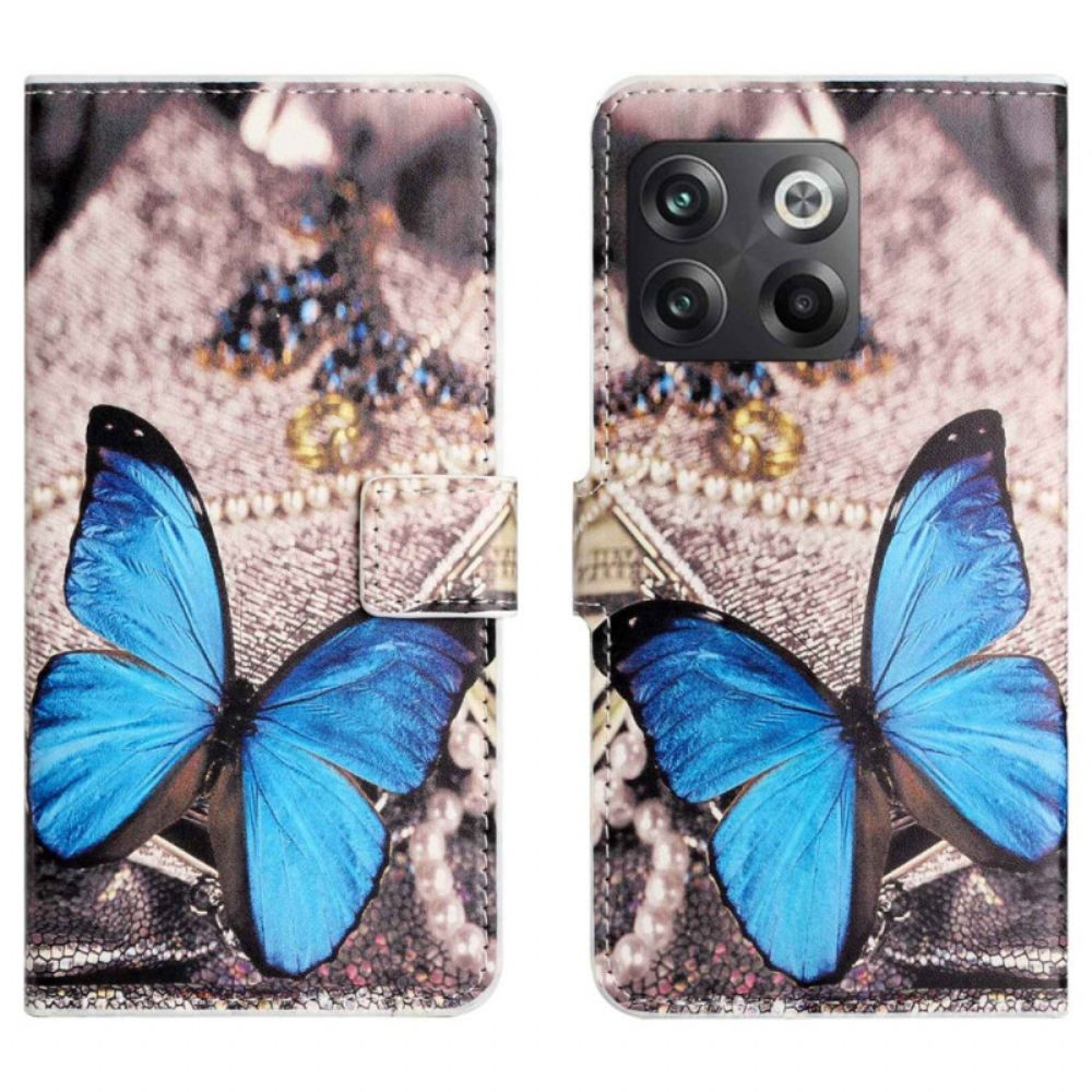 Flip Case Für OnePlus 10T 5G Blauer Schmetterling