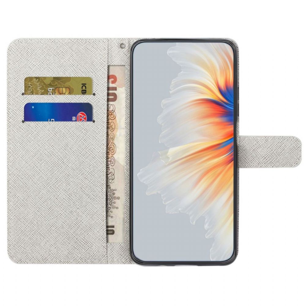 Flip Case Für OnePlus 10T 5G Mit Kordel Mondriemen Blumen