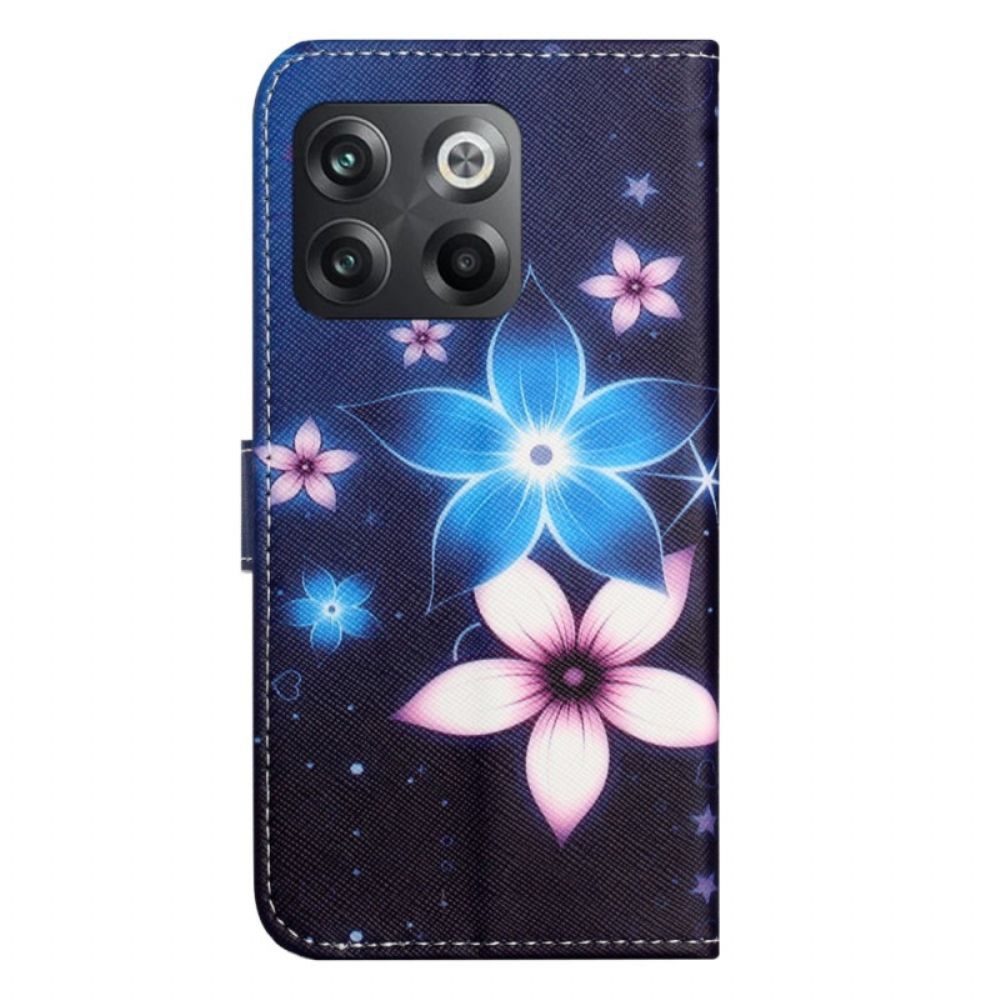 Flip Case Für OnePlus 10T 5G Mit Kordel Mondriemen Blumen