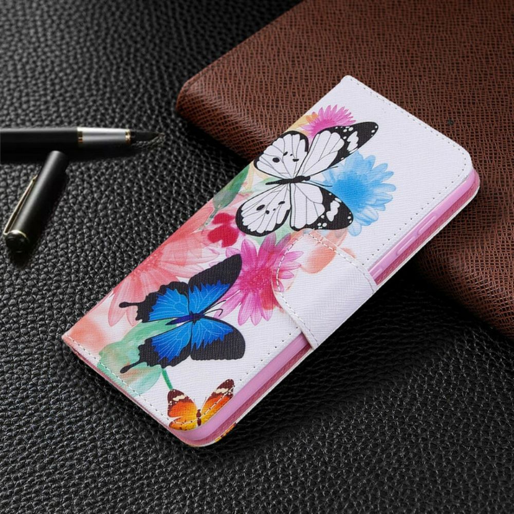 Flip Case Für Samsung Galaxy A31 Gemalte Schmetterlinge Und Blumen