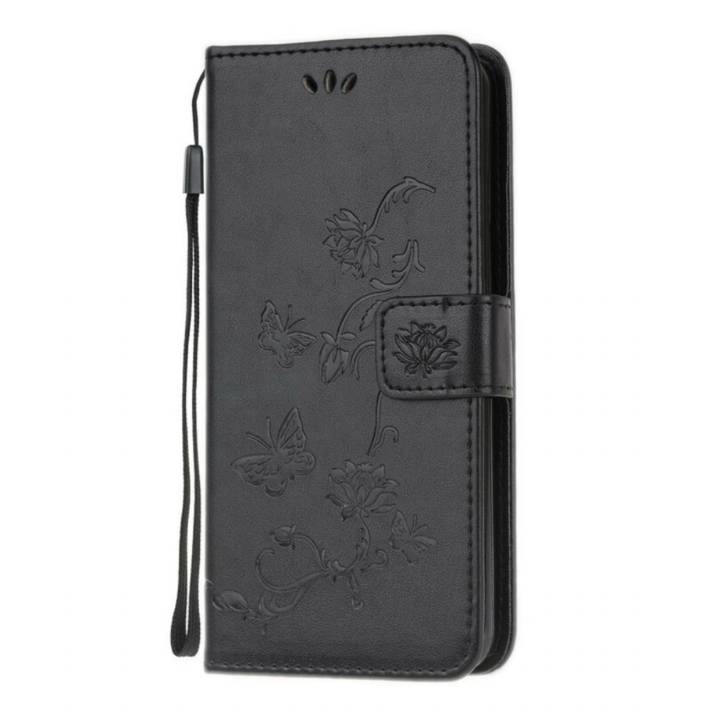 Flip Case Für Samsung Galaxy A31 Mit Kordel Tanga Schmetterlinge Und Blumen