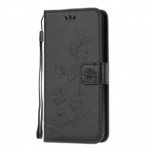 Flip Case Für Samsung Galaxy A31 Mit Kordel Tanga Schmetterlinge Und Blumen