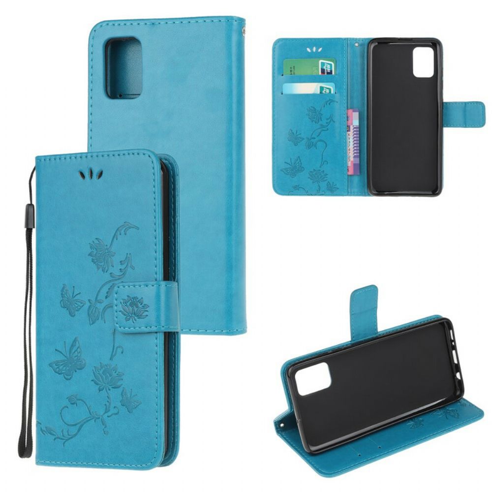 Flip Case Für Samsung Galaxy A31 Mit Kordel Tanga Schmetterlinge Und Blumen