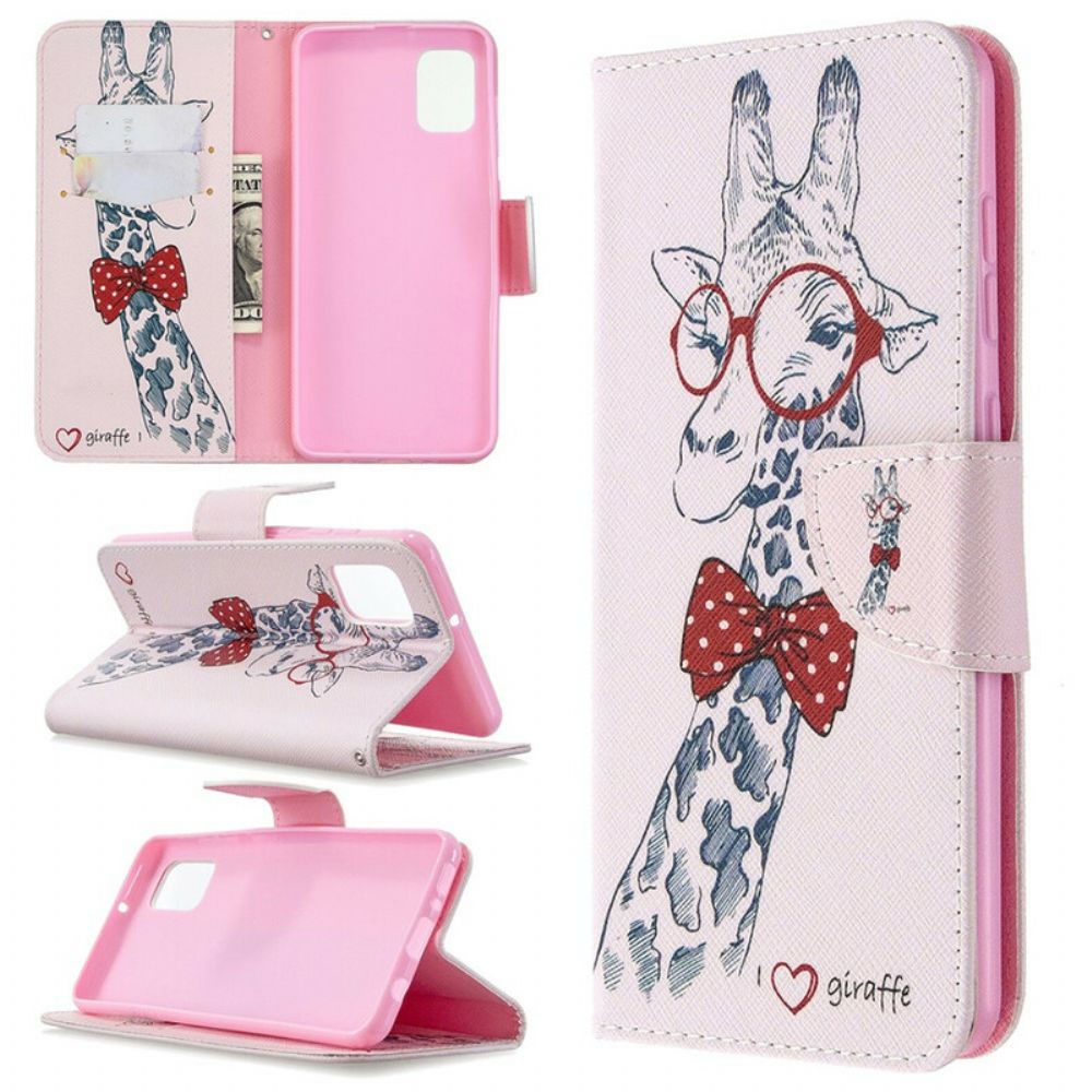 Flip Case Für Samsung Galaxy A31 Nerdige Giraffe