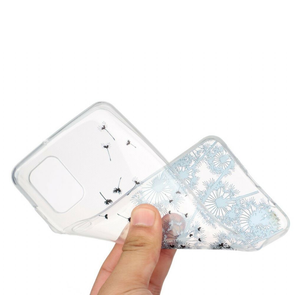 Hülle Für Samsung Galaxy A31 Transparenter Schwarzer Löwenzahn