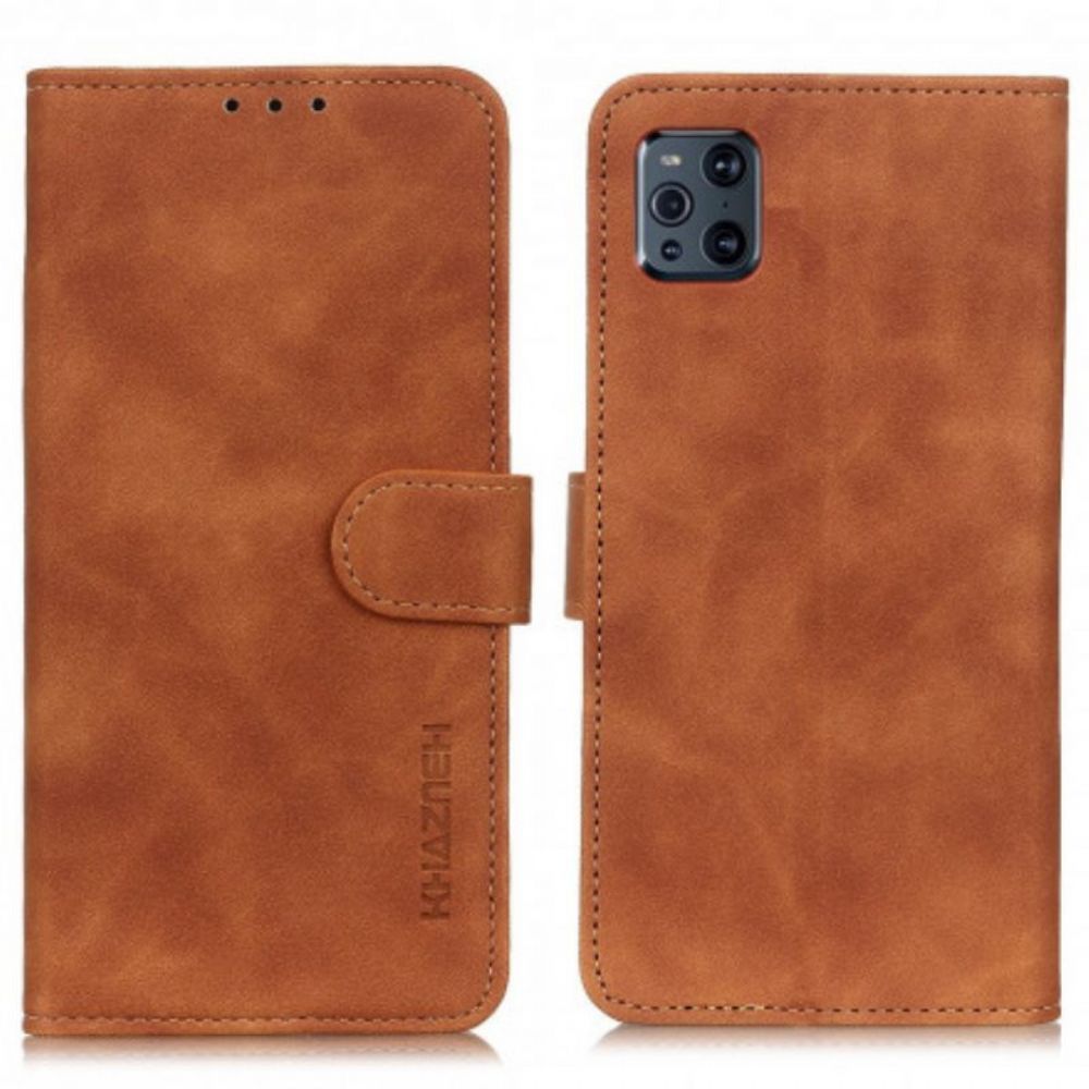 Flip Case Für Oppo Find X3 Pro Matter Vintage-ledereffekt Khazneh