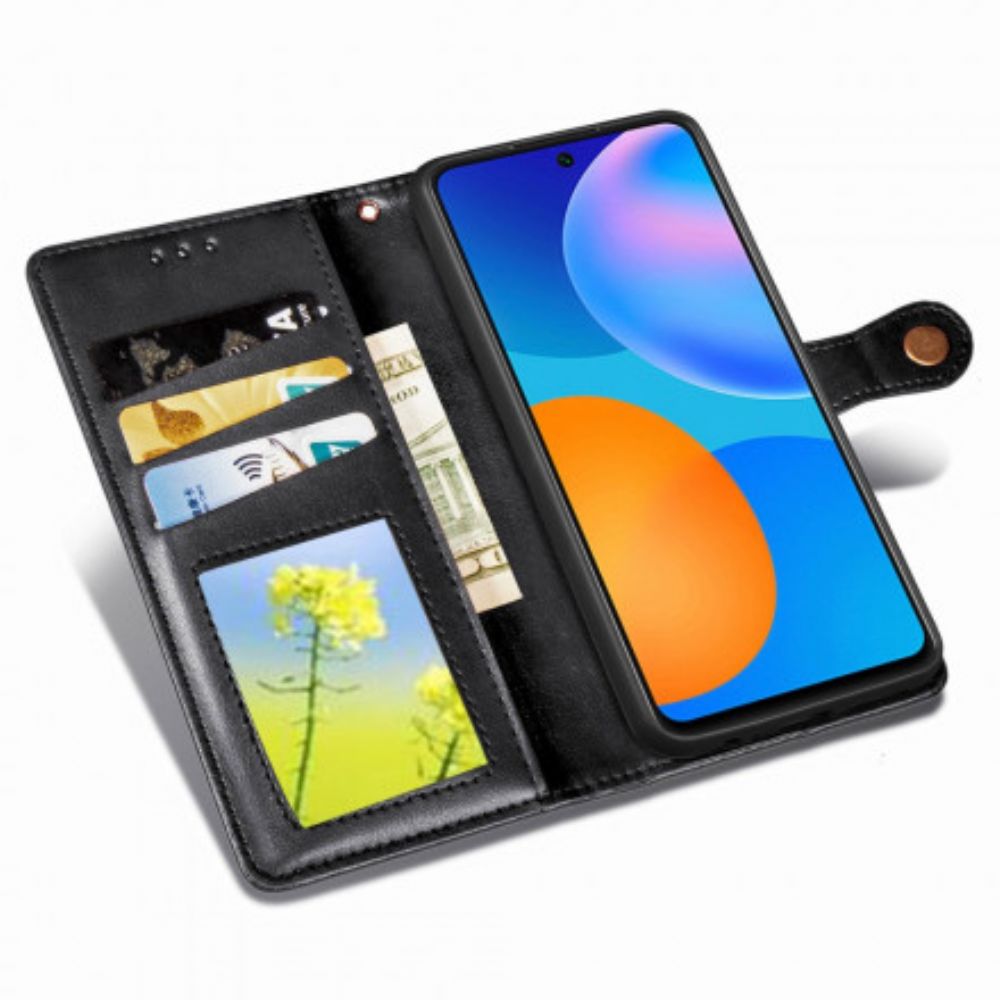 Flip Case Für Huawei P Smart 2024 Kunstleder Und Vintage-verschluss