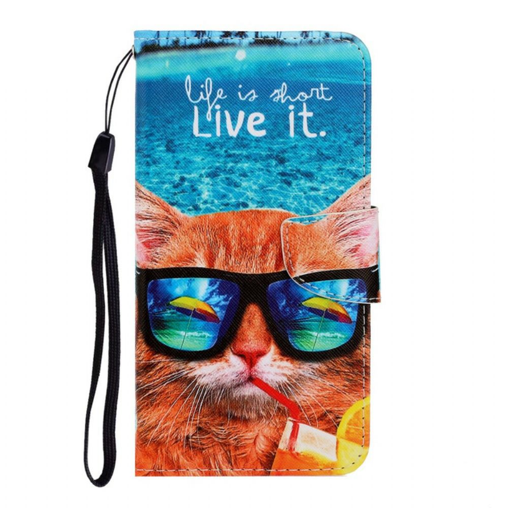 Flip Case Für Huawei P Smart 2024 Mit Kordel Katze Lebt Es Riemchen