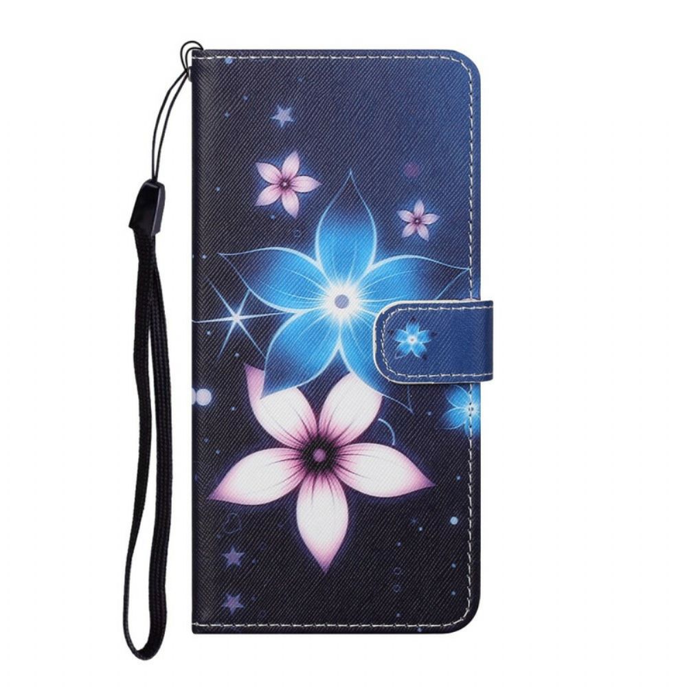 Flip Case Für Huawei P Smart 2024 Mit Kordel Mondriemen Blumen