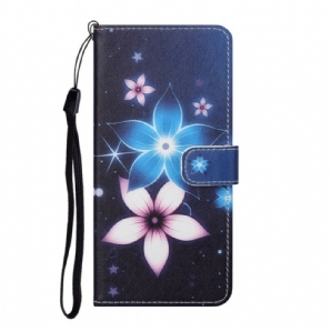 Flip Case Für Huawei P Smart 2024 Mit Kordel Mondriemen Blumen