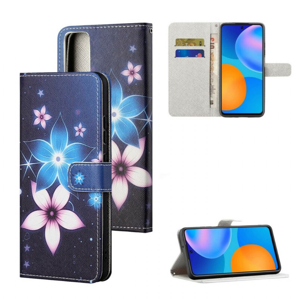 Flip Case Für Huawei P Smart 2024 Mit Kordel Mondriemen Blumen