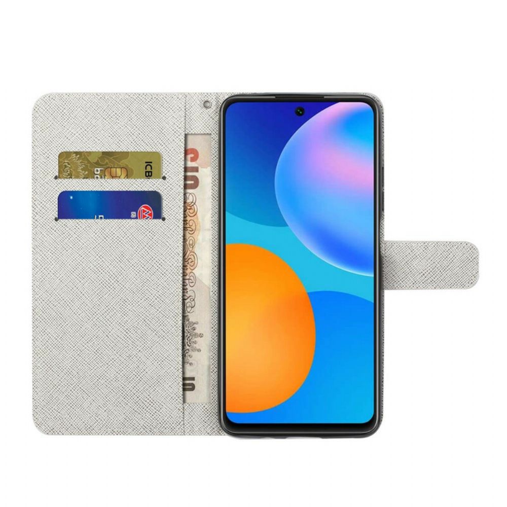 Flip Case Für Huawei P Smart 2024 Mit Kordel Mondriemen Blumen