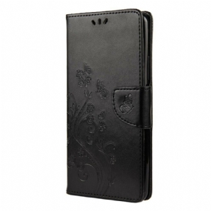 Flip Case Für Huawei P Smart 2024 Mit Kordel Tanga Schmetterlinge Und Blumen