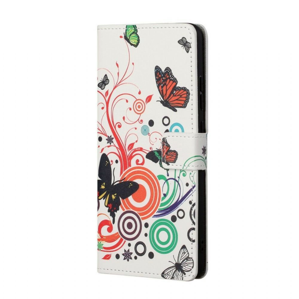 Flip Case Für Huawei P Smart 2024 Schmetterlinge Und Blumen