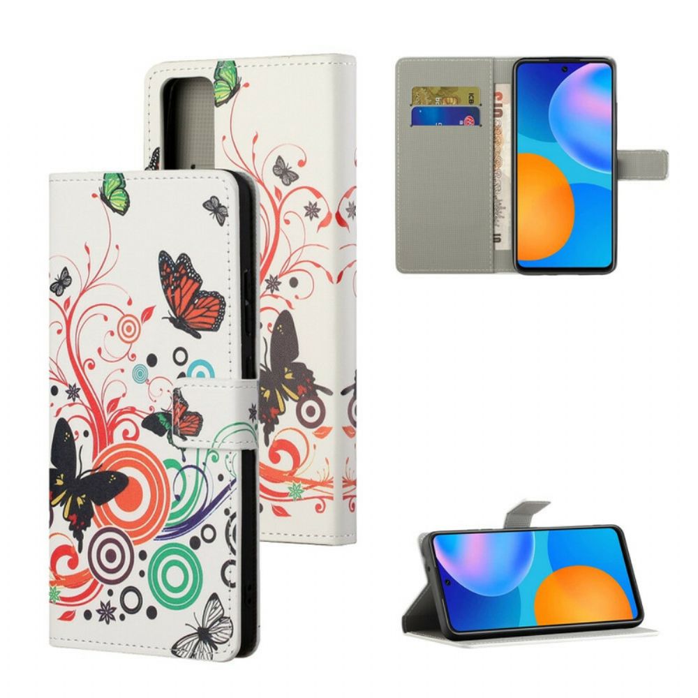 Flip Case Für Huawei P Smart 2024 Schmetterlinge Und Blumen