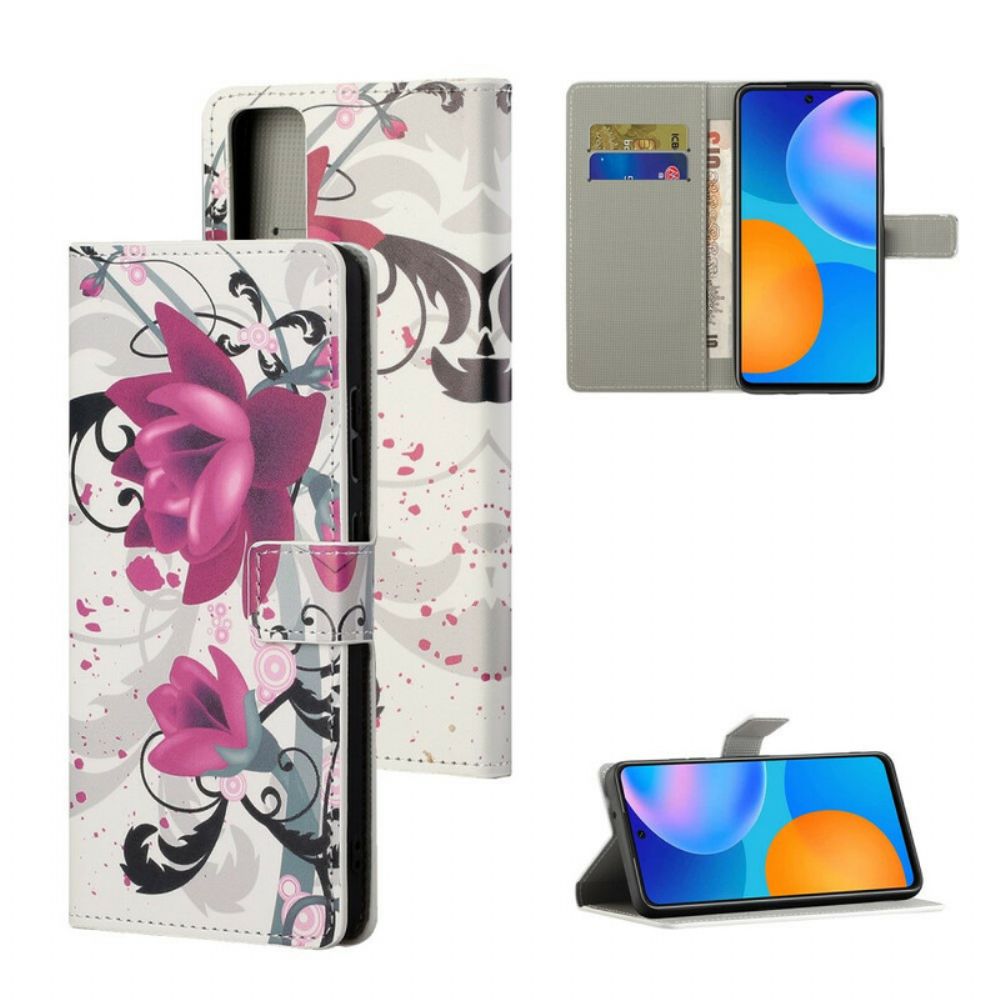 Flip Case Für Huawei P Smart 2024 Tropische Blumen