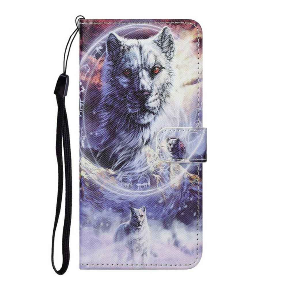 Lederhüllen Für Huawei P Smart 2024 Winterwolf Mit Lanyard