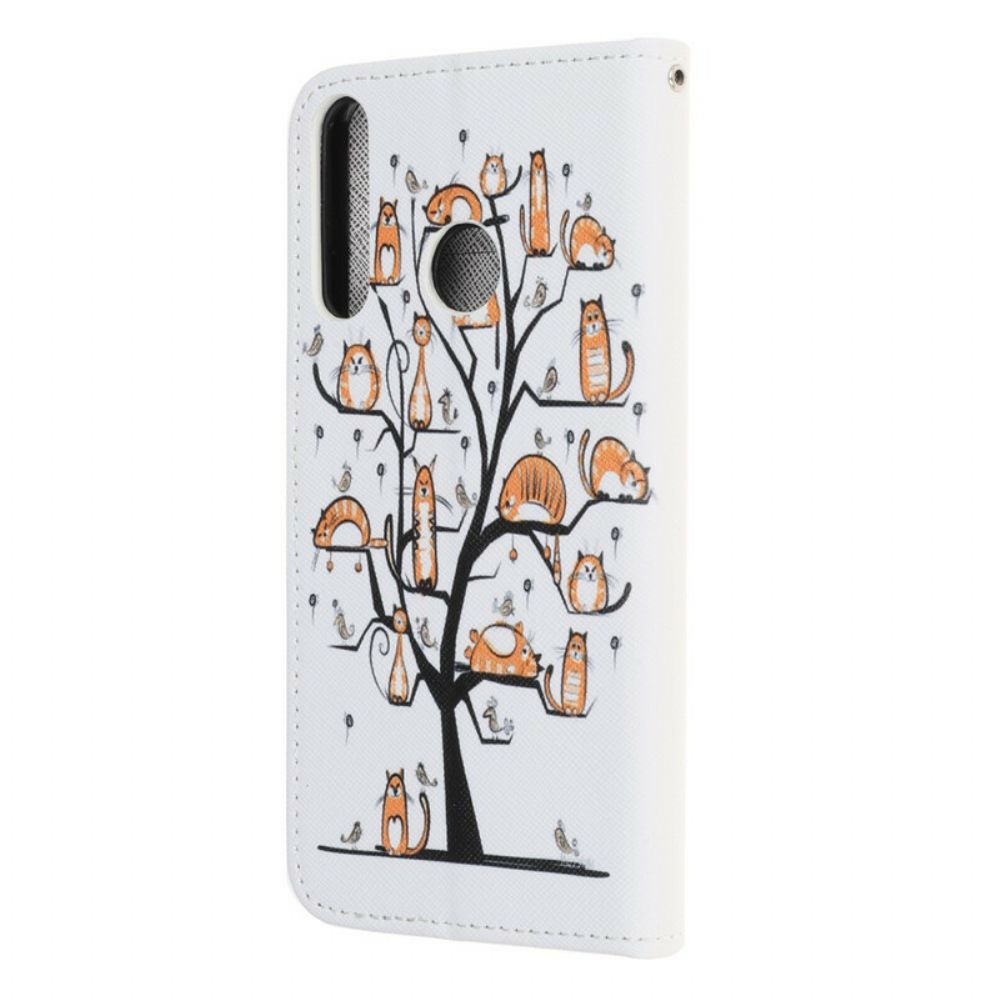 Flip Case Für Huawei Y6p Mit Kordel Funky Cats Mit Riemen