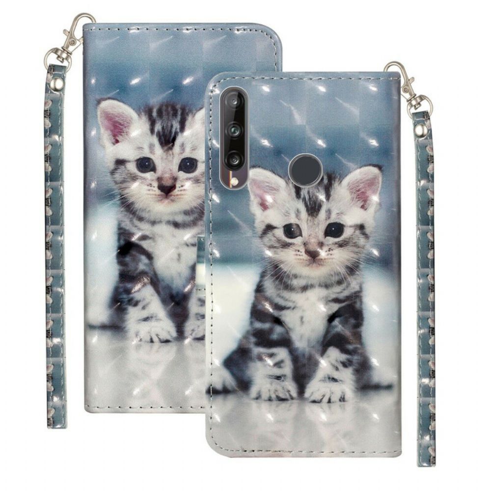 Flip Case Für Huawei Y6p Mit Kordel Kitten Light Spots Mit Riemen