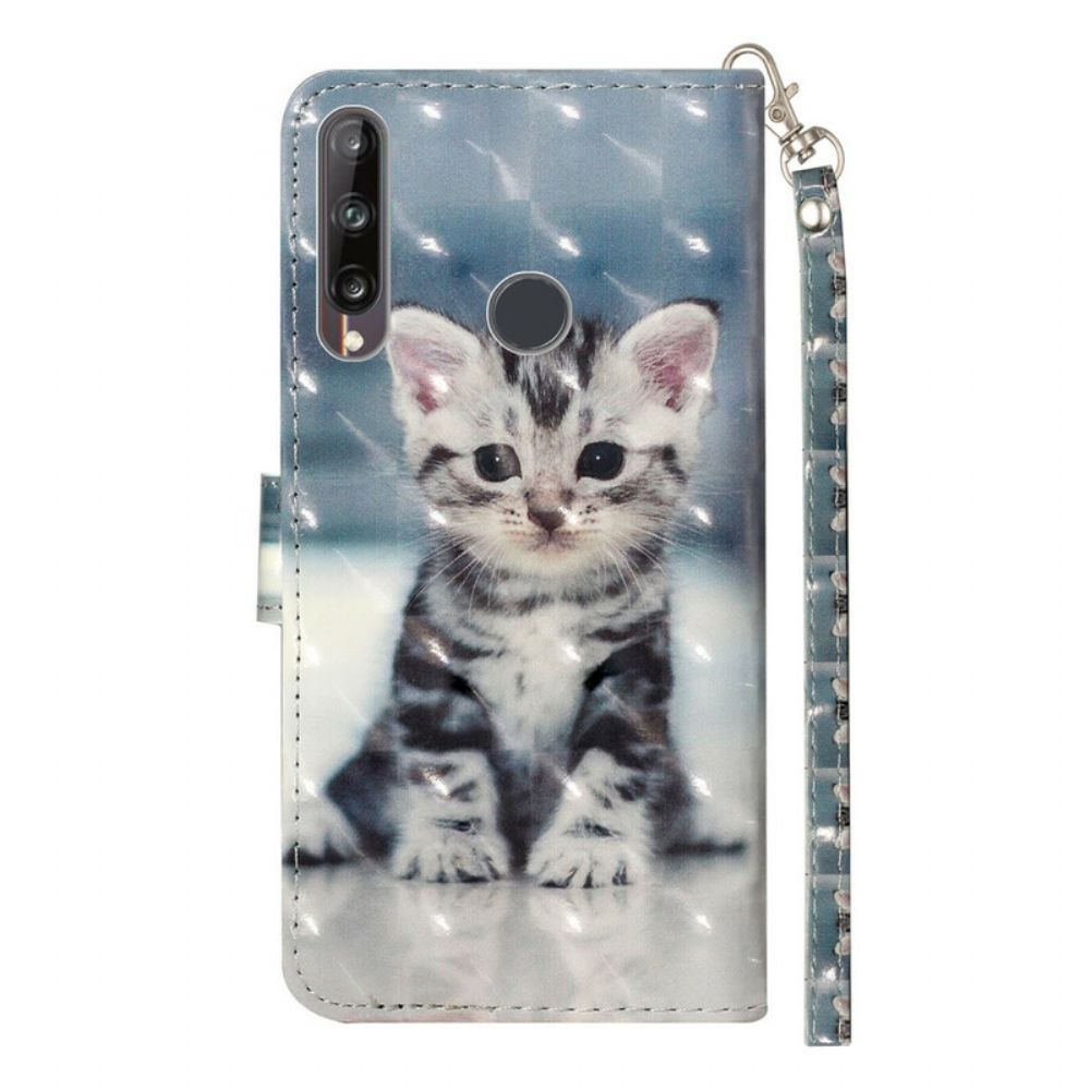 Flip Case Für Huawei Y6p Mit Kordel Kitten Light Spots Mit Riemen