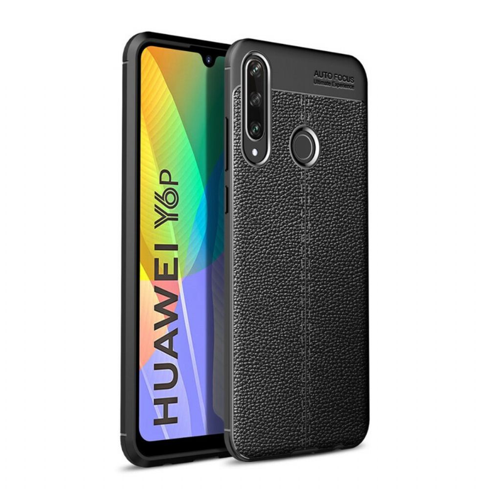 Handyhülle Für Huawei Y6p Doppellinie Litschi-leder-effekt