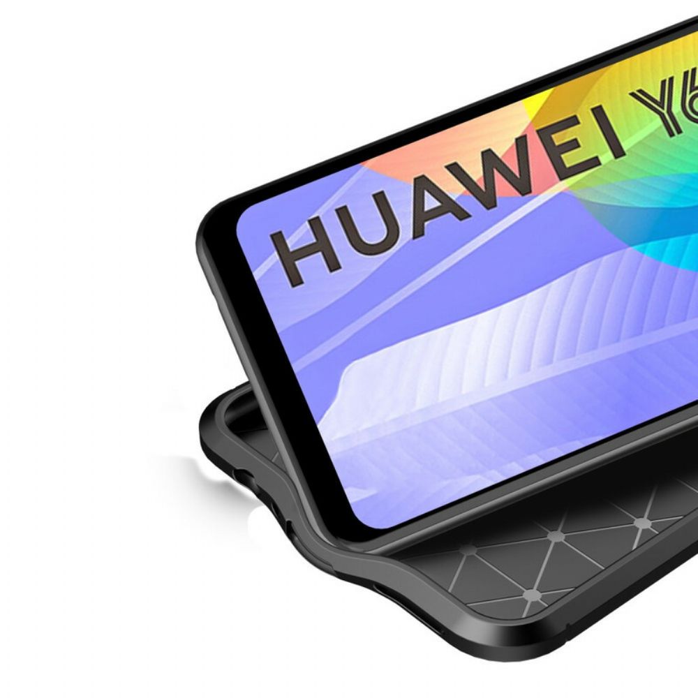 Handyhülle Für Huawei Y6p Doppellinie Litschi-leder-effekt